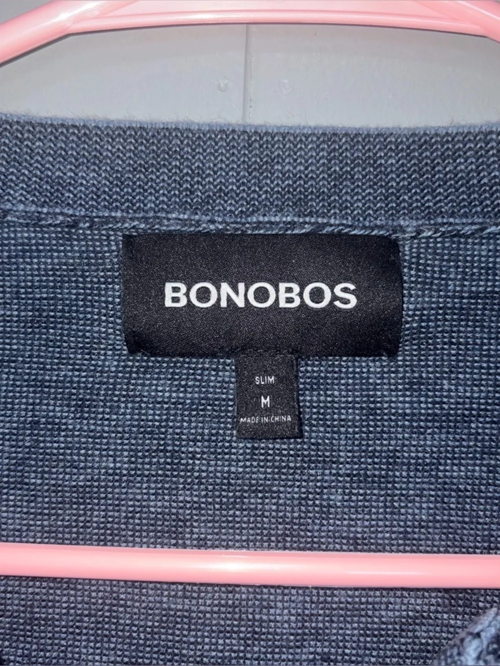 Bonobos Slim Fit Blue Button Neck Lightweight Sweater Medium